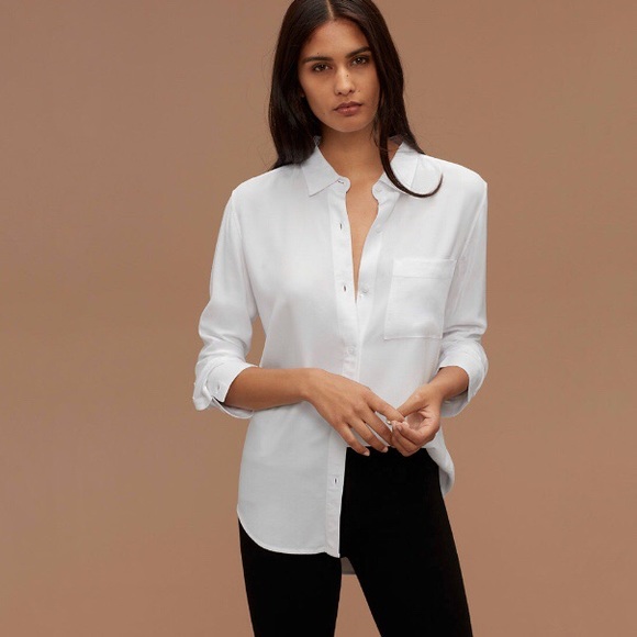 Aritzia Tops - Aritzia Talula Montana Oversized Rayon Button Down Long Sleeve White Shirt